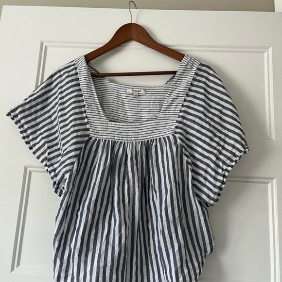 Madewell women's striped butterfly sleeve tweed short sleeve cotton - Picture 2 of 9